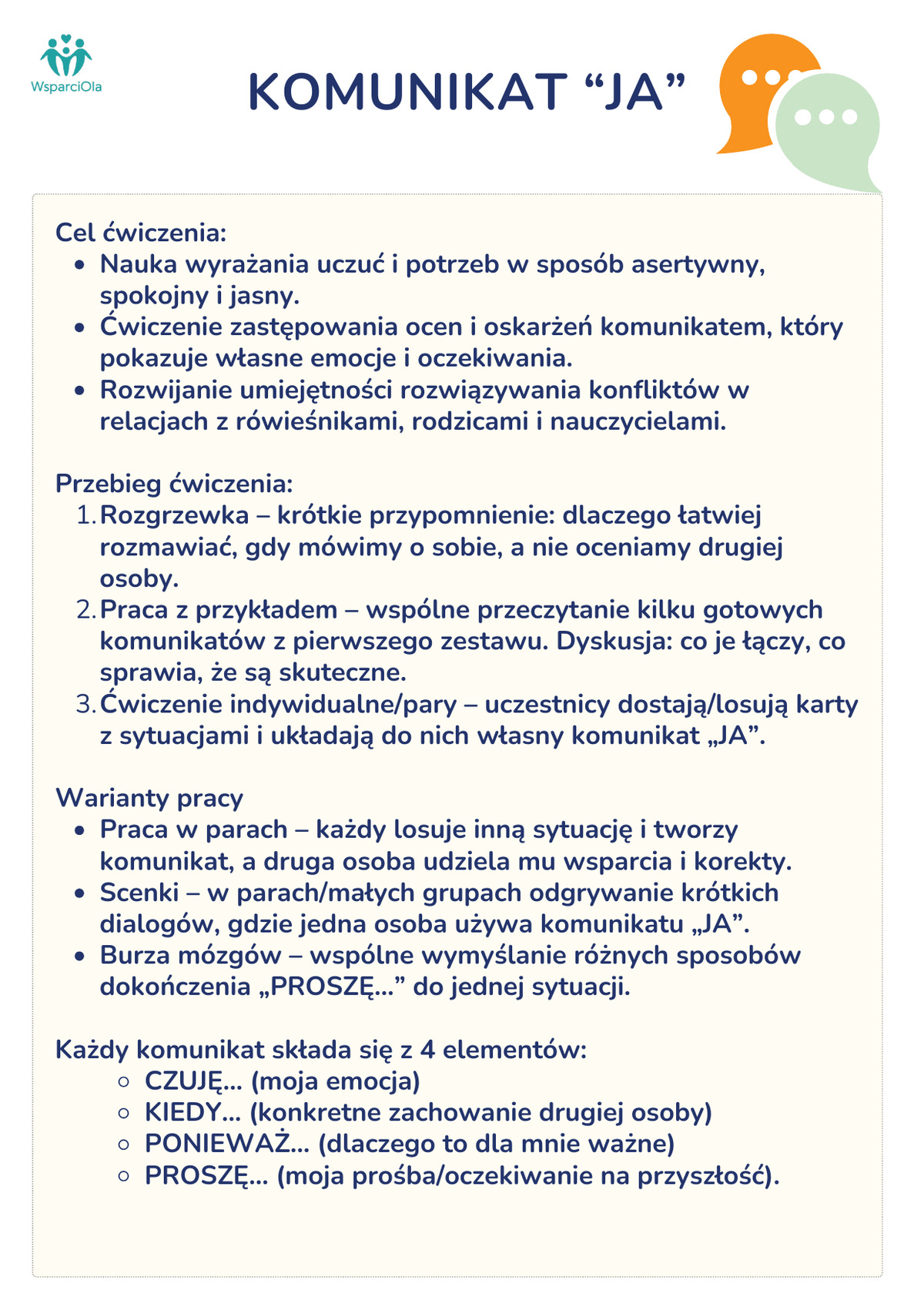 komunikat cel cwiczenia komunikat cel cwiczenia